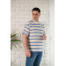 Oversized Cycle Collar Striped Linen Summer T-Shirt