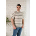 Oversized Cycle Collar Striped Linen Summer T-Shirt
