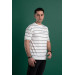 Oversized Striped Zero Collar Men's Combed Combed T-Shirt