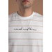 Oversized Striped Zero Collar Men's Combed Combed T-Shirt