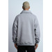 Oversized Zipper Collar Kangaroo Pocket Inner Fleece 3 Thread Men's Sweatshirt