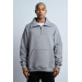 Oversized Zipper Collar Kangaroo Pocket Inner Fleece 3 Thread Men's Sweatshirt