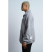 Oversized Zipper Collar Kangaroo Pocket Inner Fleece 3 Thread Men's Sweatshirt