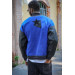 Oversized College Collar With Spring Closure Written Fleece Lined Men's Jacket