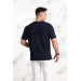 Oversized Front Printed Cotton Basic Men's Combed T-Shirt