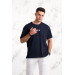 Oversized Front Printed Cotton Basic Men's Combed T-Shirt