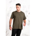 Oversized Front Printed Cotton Basic Men's Combed T-Shirt