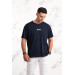 Oversized Front Printed Cotton Basic Men's Combed T-Shirt