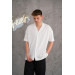 Oversized Collar Button Self Striped Men's Summer