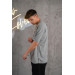 Oversized Collar Button Self Striped Men's Summer