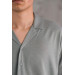 Oversized Collar Button Self Striped Men's Summer