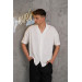 Oversized Collar Button Self Striped Men's Summer