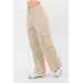 Trousers Beige Color Pocket Detailed Parachute Fabric Leg Laced
