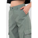 Trousers Water Green Pocket Detailed Parachute Fabric Leg Laced