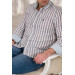 Paul Martin Canadian Thick Striped Collar Button Linen Summer Men's Shirt