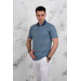 Polo Neck Pocket Classic Cut Patterned Men's T-Shirt