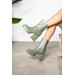 Quinn Women's Green Platform Heeled Boots