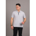 Regular Fit Men's Zipper Detailed Polo Collar Cotton T-Shirt