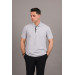 Regular Fit Men's Zipper Detailed Polo Collar Cotton T-Shirt