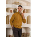 San&Fa Striped Turtleneck Zippered Regular Fit Men's Knitwear Sweater