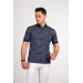 Men's Slimfite Polo Collar Lycra Patterned T-Shirt