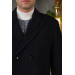 Double Breasted Pointed Collar Herringbone Cashmere Regular Fit Men's Coat