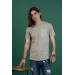 Slimfi̇t Pocket Detailed Zero Collar Men's Combed Combed T-Shirt