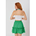 Viscose Linen Green Ruffle Skirt With Elastic Waist