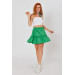 Viscose Linen Green Ruffle Skirt With Elastic Waist