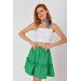 Viscose Linen Green Ruffle Skirt With Elastic Waist