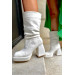 Wever White Sheer Platform Women's Heeled Boots