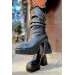 Wever Black Sheer Platform Women's Heeled Boots