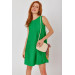 Green Sleeveless Skirt A-Line Back Zipper Dress