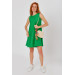 Green Sleeveless Skirt A-Line Back Zipper Dress