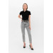 High Waist Lycra Gray Mom Denim Jeans