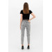 High Waist Lycra Gray Mom Denim Jeans