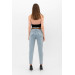 High Waist Lycra Blue Mom Jeans Jeans