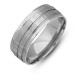Convex Line Pattern Rhodium Silver Wedding Ring