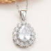 Drop Zircon Stone Women's Sterling Silver Necklace