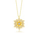 Gms Gold White Stone Lotus Flower Women's Silver Necklace