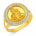 Gms Gold Round Monogram Women's Silver Ring