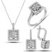 Gms Women's Silver Set With Square Zircon Stone