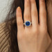 Gms Blue Baguette Women's Silver Ring