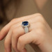 Gms Blue Baguette Women's Silver Ring