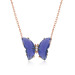 Gms Blue Glass Butterfly Women's Silver Necklace