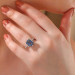 خاتم نسائي فضة مرصع بحجر الزركون الأزرق