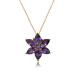Gms Purple Lotus Flower Women's Silver Necklace