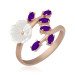Gms Purple Leaf Spring Flower Women's Silver Ring