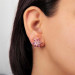 Gms Rose Pink Lotus Flower Studded Women's Silver Earrings