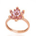 Gms Rose Pink Stone Lotus Flower Women's Silver Ring